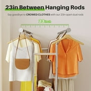 HOKEEPER 670lbs Heavy Duty Double Clothing Garment Rack with Shelves and Metal Basket Clothing Racks on Wheels Rolling Clothes Rack for Hanging Clothes Commercial Grade