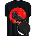 thumbnail image 1 of Red Moon Black Crow Gothic Animal Bird Spooky Forest Raven T Shirt, 1 of 5