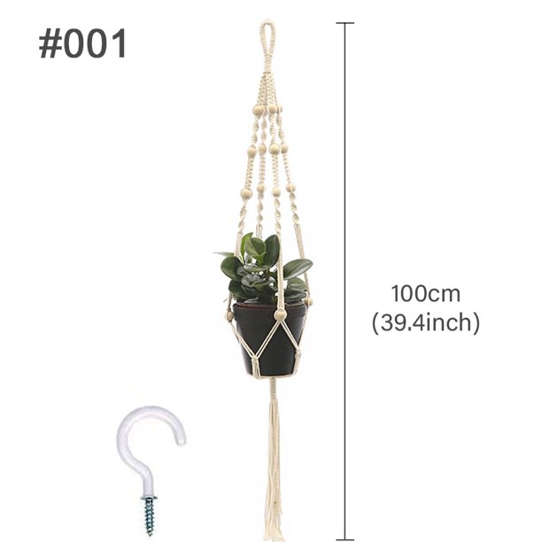 Colgador de macramé hecho a mano para planta colgante, maceta para flores, colgador de pared, decoración para patio, jardín, maceta colgante, cesta colgante Tan Jianjun unisex