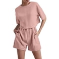 thumbnail image 3 of ibiyuan 2 Piece Sets For Women Summer Women's Casual Shorts Suit Set Floral Jacquard Design Everyday Spring Summer Wear Machine Washable Comfort Outfit, 3 of 5