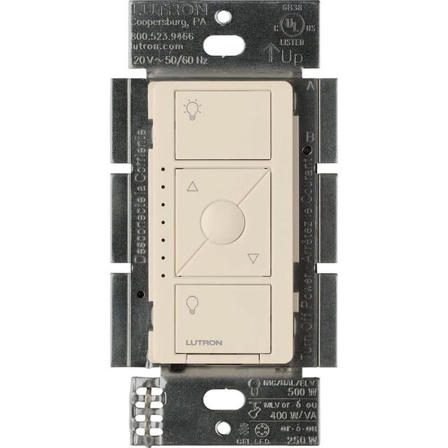 Interruptor de intensidad inteligente Lutron Caseta ELV+, 250 W, luz LED, color almendra