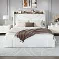 thumbnail image 6 of Amolife Full Size Storage Bed Frame with Charging Station & 3 Drawers, Velvet Platform Bed with Upholstered Wingback Headboard, White, 6 of 14