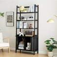 thumbnail image 5 of PHOYAL 70" Tall Bookcase with 2 Tambour Sliding Doors and 4 Open Storage Shelf, Modern Freestanding Fluted Bookshelf for Living Room, Black, 5 of 8
