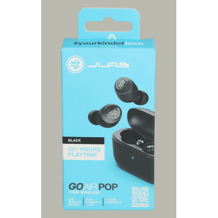 JLab Go Air Pop True Wireless Earbuds w/ Charging Case, Black