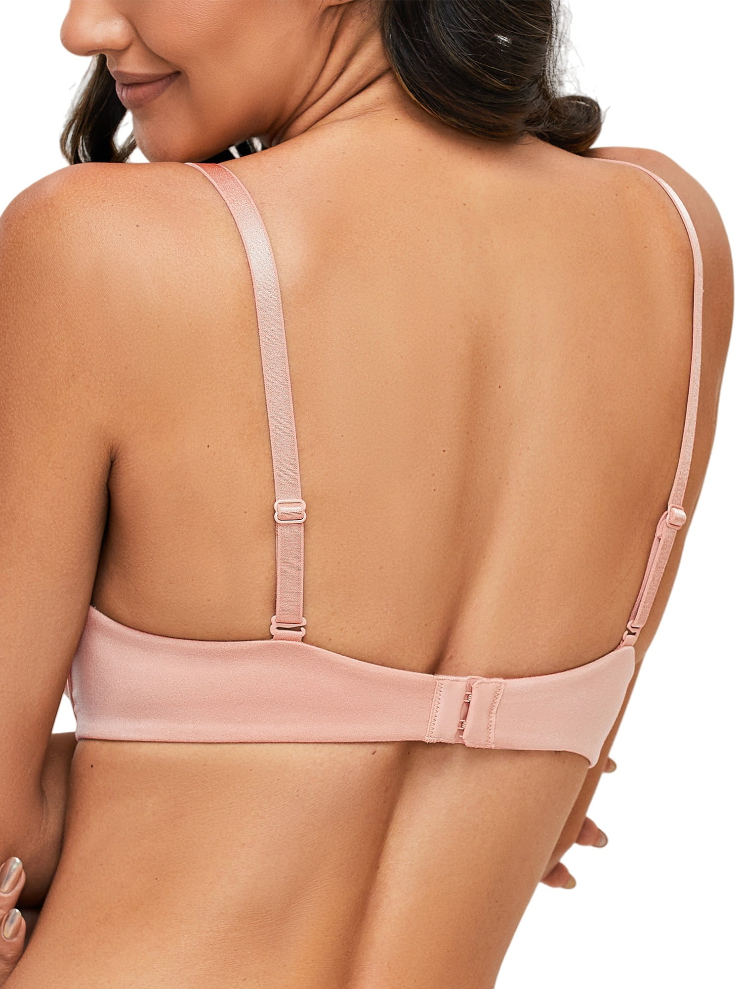 Deyllo Women's Push Up Bra Plus Size Full Coverage Underwire Support Padded Seamless T Shirt Bra, Pink 38D