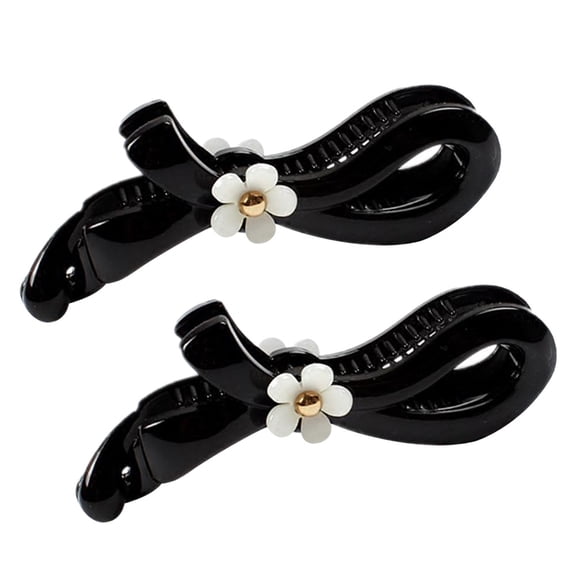YEAHIBABY 2Pcs Ponytail Holders Clip in Black Plastic Hair Accessories for Women for Ball and Party