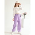thumbnail image 6 of Gyratedream Kids Girls Baggy Cargo Pants Elastic Waist Drawstring Loose Fitting Work Pants Casual Joggers Pants with Pockets 7-14 Years, 6 of 7