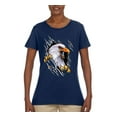 thumbnail image 2 of Torn Ripped Eagle Claws Animal Lover Womens Graphic T-Shirt, Navy, Small, 2 of 3