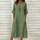 thumbnail image 1 of TaTaai Ladies V-Neck Ruffle Half Sleeve Solid Color Long Dress Button Down Design with Pockets Fashion Casual Comfortable Dress for Women Gift, 1 of 6
