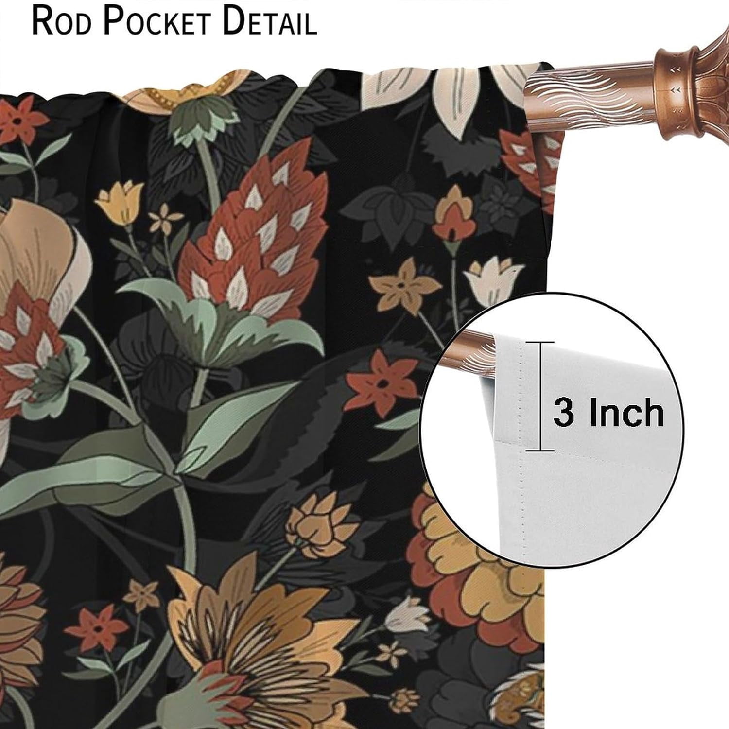 Paisley Print Curtains for Living Room, Boho Vintage Flower Window Treament for Bedroom, Bohemian Native Tribal Floral Print Jacobean Blackout Drapes 2 Panel Sets,42x63 Inch