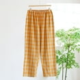 thumbnail image 2 of XUNKUSGA Womens Pajama Pants Plaid Cotton Pj Pants Lightweight Soft Pajama Bottoms with Pocket Comfortable Elastic Waist Sleepwear Pants M-XL Yellow, 2 of 3