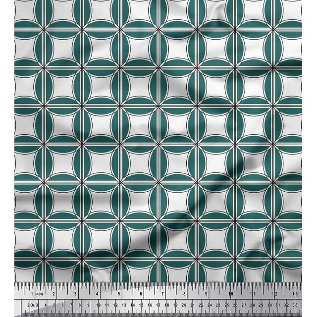 Soimoi Poly Georgette Fabric Semi Circle & Square Geometric Print Fabric by the Yard 42 Inch Wide