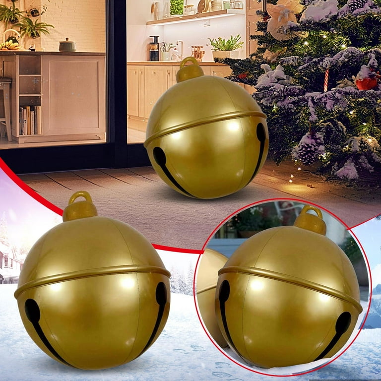 24 in Giant Christmas Inflatable Jingle Bell PVC Inflatable Christmas Ball  Christmas Outdoor Ornament for Garden Yard Patio