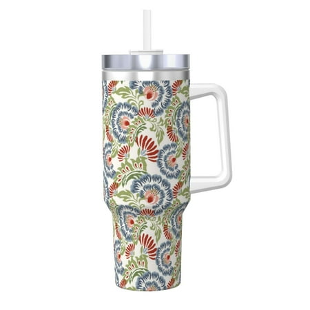 

Matuu Paisley Floral 5 for 40OZ Ice Cup with Handle Durable Thermal Cups Keep Drinks Cold and Hot Insulated Car Mug with Lid