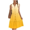 thumbnail image 4 of Mifsaly Cotton Sleeveless Dresses Women V Neck A Line Midi Button Down Dress Tiered Skirt Gradient Elegant Wedding Guest Casual Summer Sundress M, 4 of 7
