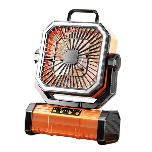 Ventilador de Camping con luz, ventilador de escritorio con gancho, silencioso, portátil, recargable por USB, ventilador para tienda de campaña, para Naranja con control remoto