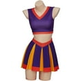 thumbnail image 2 of Women's Anime Cheerleader Crop Top and Mini Skirt Set High School Sleeveless Uniform, 2 of 7