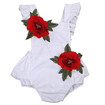 

Puloru Baby Jumpsuit Three Dimensional Flower Print Sleeveless Cool Romper
