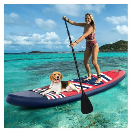 Inflatable Paddle Board with Fin & Backpack - 10'x30x6" Stand Up Paddleboard for Adults, Teens & Beginners - Adjustable Paddle, Pump & Repair Kit - Ocean, Lake, River