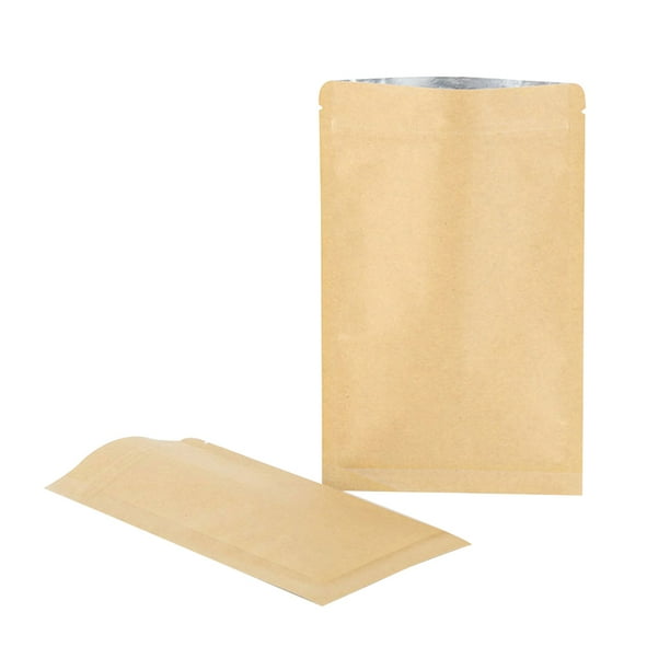 50 Pcs Kraft Paper Flat Pouch Bag Aluminum Foil Film Liner