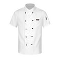 thumbnail image 1 of Manyakai Unisex Professional Chef Jacket Short Sleeve Classic Cooking Coat Restaurant Kitchen Uniform #01White L, 1 of 7