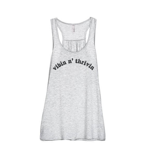 Vibin N' Thrivin Women's Fashion Sleeveless Flowy Racerback Workout Yoga Tank Top Sport Grey Medium