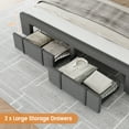 thumbnail image 3 of Queen Size Upholstered Platform Bed Frame with Button Tufted Headboard – 2 Storage Drawers – Sturdy Wooden Slats – Noise-Free – No Box Spring Needed –– Color: QUEEN - Gray, 3 of 8
