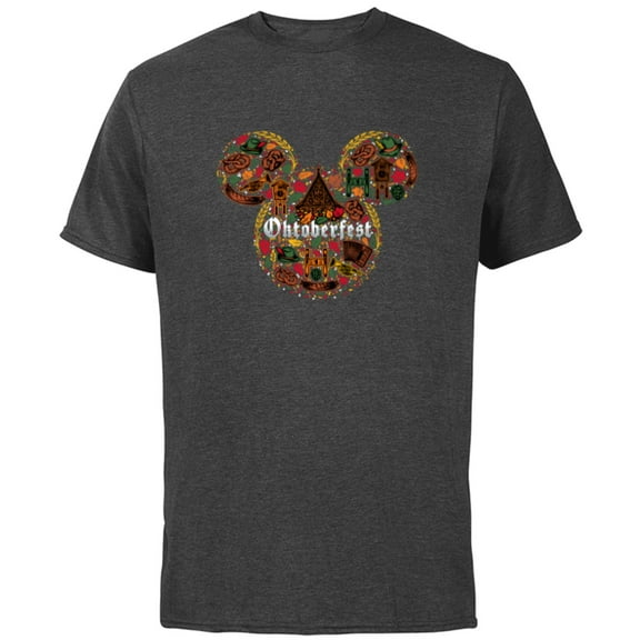 Disney Mickey Mouse Head & Ears Logo Icon Fill Oktoberfest - Short Sleeve Cotton T-Shirt for Adults - Customized-Charcoal
