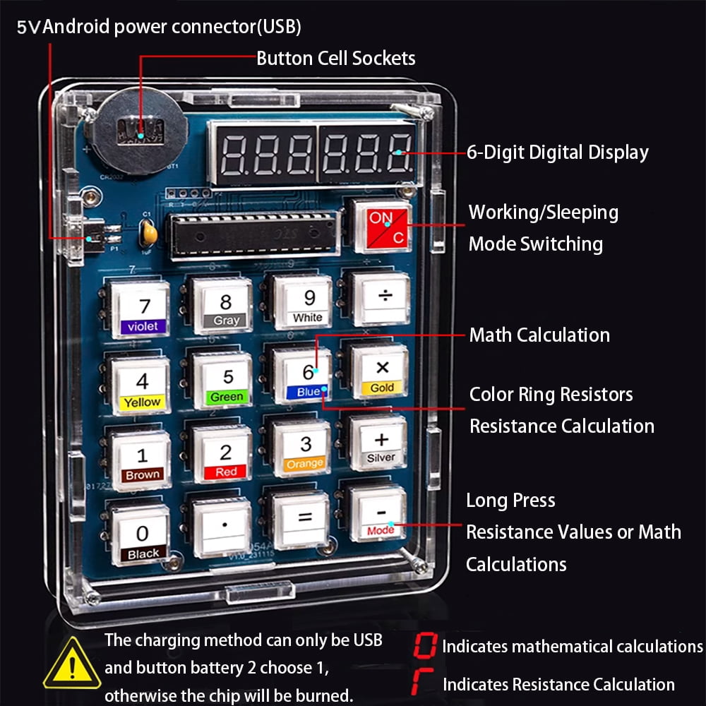 Gikfun 6-Bit DIY Calculator Kit Soldering Practice Kit Desktop Calculator Soldering Project Electronic Kit For College and High School Students to Learn and Use Soldering