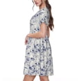 thumbnail image 2 of Logiee Indigo Tie Dye Print Womens Summer Dress,Casual Short Sleeve Sundresses,Beach A-line Shift Dress with Pockets, 2 of 6