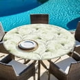 thumbnail image 6 of Green Flowers Round Tablecloth, Fitted Table Cover with Elastic for 45"-54" Round Tables, Watercolor Rustic Botanical Floral Plants Table Cloth Outdoor Indoor Dinning Party Waterproof Tablecloths, 6 of 7