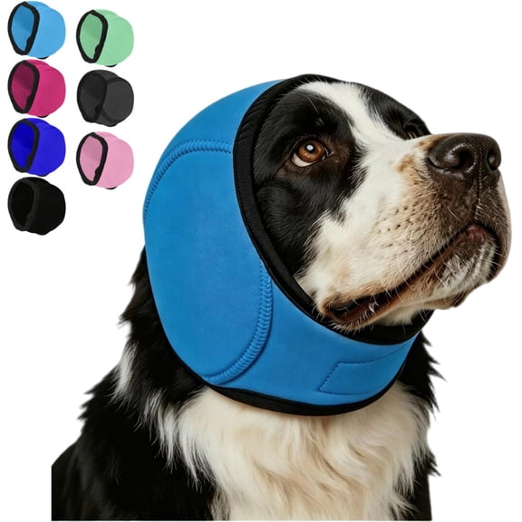 Noise Cancelling Ear Wrap for Dogs, Noise Protection Firework Thunder, Elastic Dog Ear Wrap with Sound-Blocking Rubber Pads, No Shake, Adjustable(Light Green,S)
