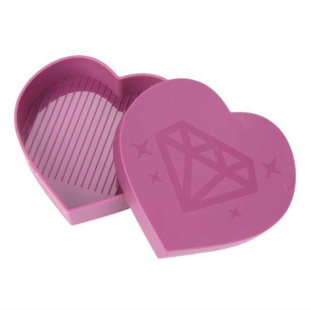 Cuadros Decorativos Bandeja de pintura de diamante Placa de perforación en forma de corazón de plástico 7x7cm (púrpura claro) Likrtyny embutido en tela