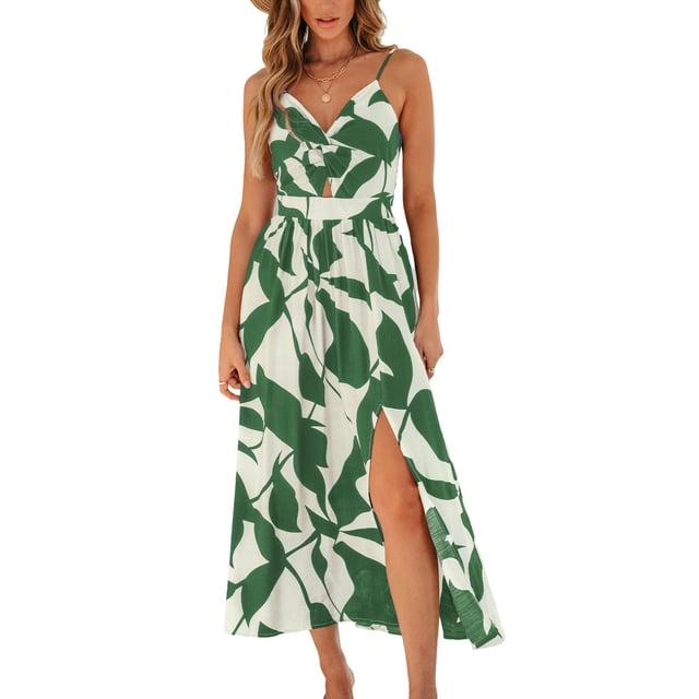 Vestido de verano CUPSHE verde estampado sin mangas para mujer