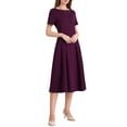 thumbnail image 4 of INSPIRE CHIC Women's Boat Neck Dresses 2025 Midi Swing Work A-Line Dress for Elegant and Casual Occasions M Purple Red, 4 of 5