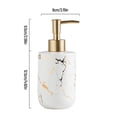 thumbnail image 3 of Dispensador de jabón de manos de cerámica recargable de 300 ml con textura de mármol y aceite esencial líquido. blanco, 3 of 8