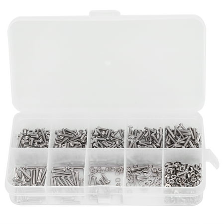 

2024 600Pcs Screw Nut Set 304 Stainless Steel Hex Socket Bolt Flat Spring Washer Fasteners