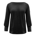 thumbnail image 3 of Plus Size Tops for Women Clearance Tops for Women Under $10 Long Sleeve Button Casual Round Neck Long Sleeve Sweatshirts, 3 of 4