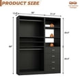 thumbnail image 6 of Homieasy 57.3'' W 2-Piece Closet Organizer System with Drawers and Hanging Rods, Black, 6 of 7