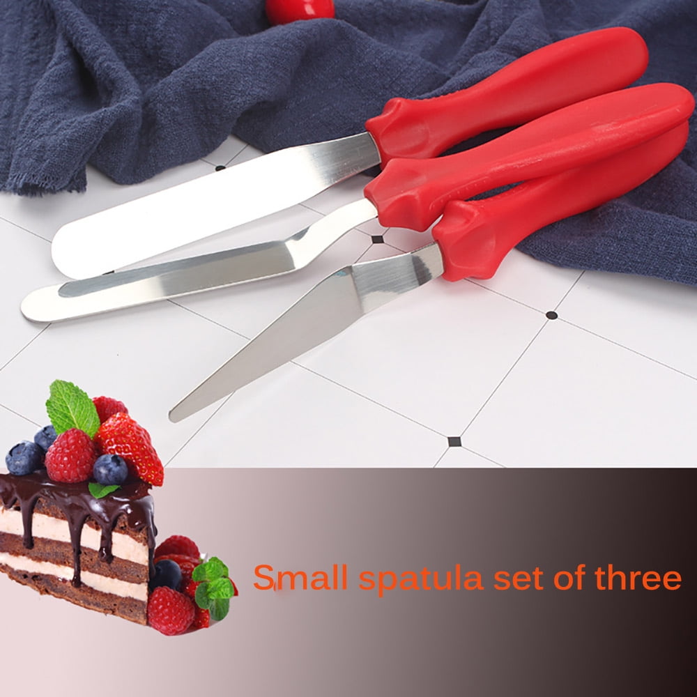 3pcs Stainless Steel Angled Straight Blade Spatula DIY Cake Cream Scraper Tools