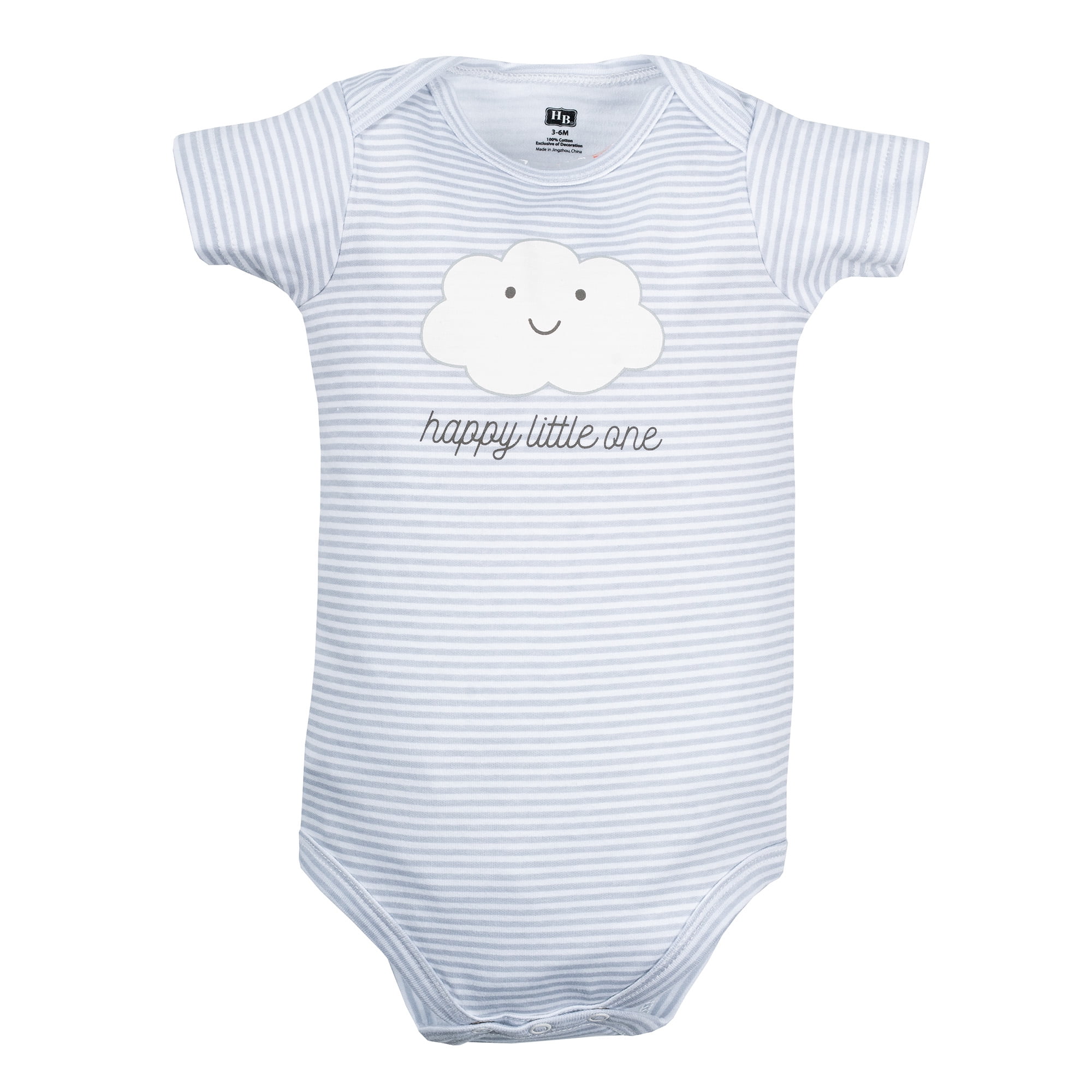 Hudson Baby Infant Cotton Bodysuits 3-Pack, Hello World Cloud, 6-9 Months