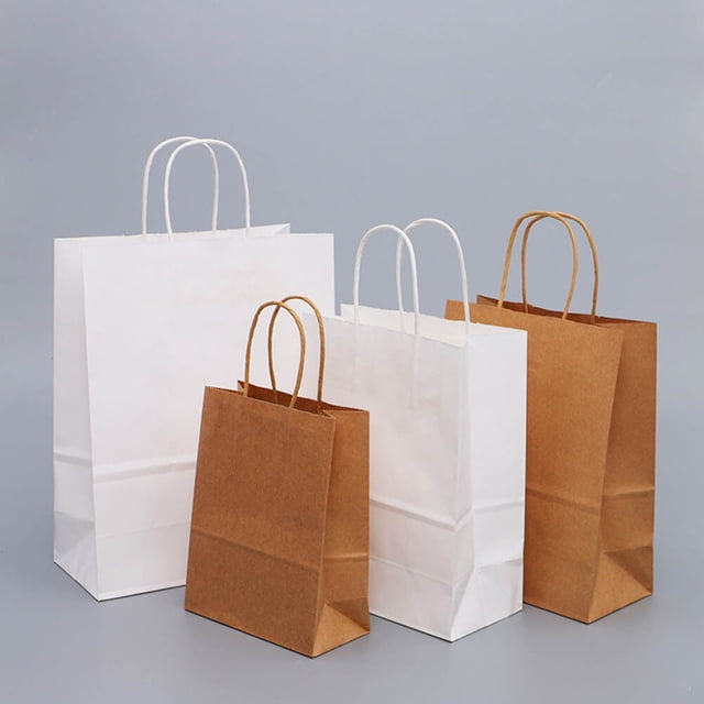 WRISTBIQUE 50 Pcs Sacs en Papier Kraft Jetables Brun Clair Sac de Rangement pour Livres Magazines et Lessive