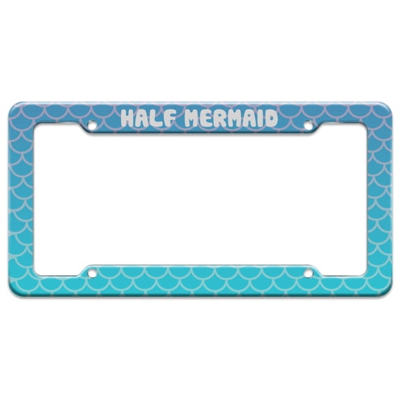Half Mermaid With Blue Scales License Plate Tag Frame
