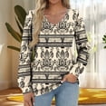 thumbnail image 1 of Heisall Women's Tops Spring Autumn 2025 New Arrival Long Sleeve V-Neck Loose Casual T-shirts with All-over Print Fashion, 1 of 5