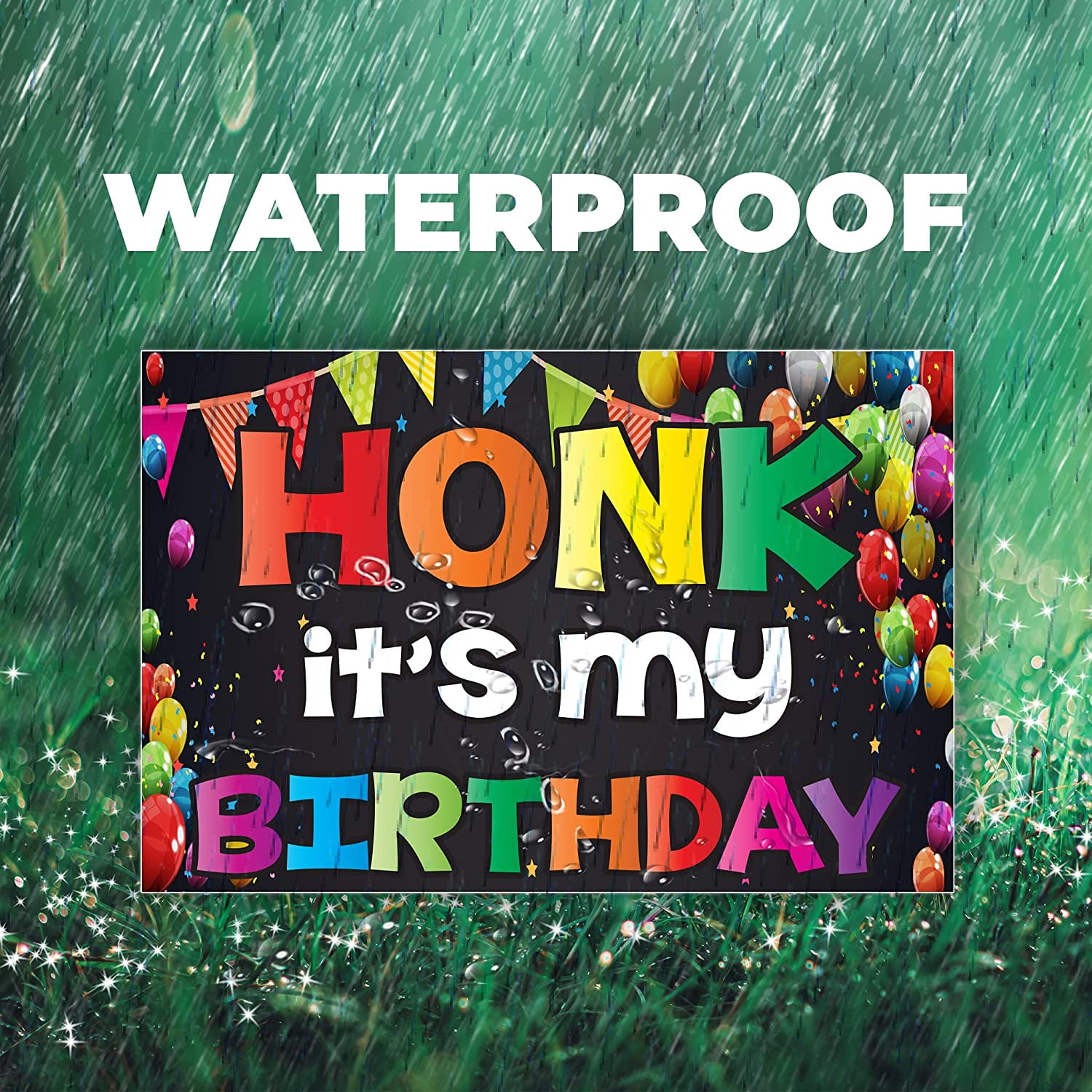 Honk It's My Birthday Yard Sign Set of 4, Double Sided, Quarantine Birthday Signs (Stakes Included) 19449