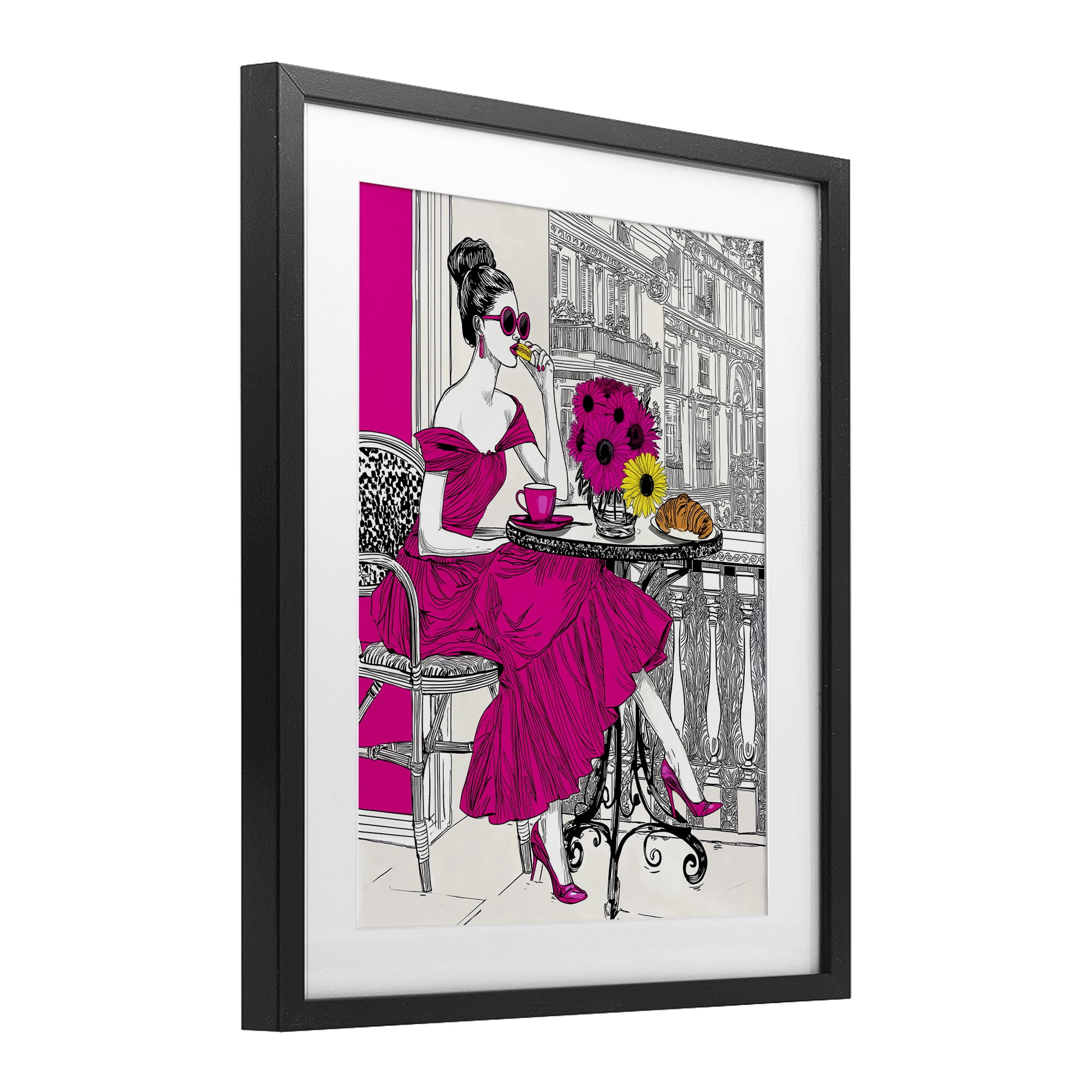 Stupell Industries Glamorous Brunch on Balcony Black Framed Print Under Glass, design by Jess Stempel