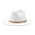 thumbnail image 2 of Yuelianxi Western Cowboy Hat for Women Classic Roll Up Buckle Belt Women Retro Wide Brim Cowboy Hat White, 2 of 4