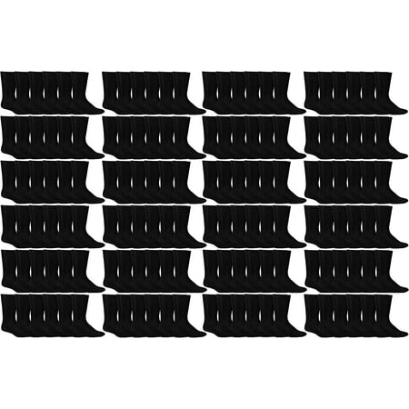 240 Pair Bulk Wholesale Crew Socks  Men Women Children  Cotton Basic Wear (Womens 9-11  Black)