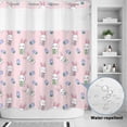 thumbnail image 2 of No Hook Shower Curtain, Easter Bunny Shower Curtains for Bathroom with See Through Top Window, Cute Rabbits Eggs Tulips Flowers Rustic Pink Waterproof & Washable Bath Curtain 66"x72", 2 of 9