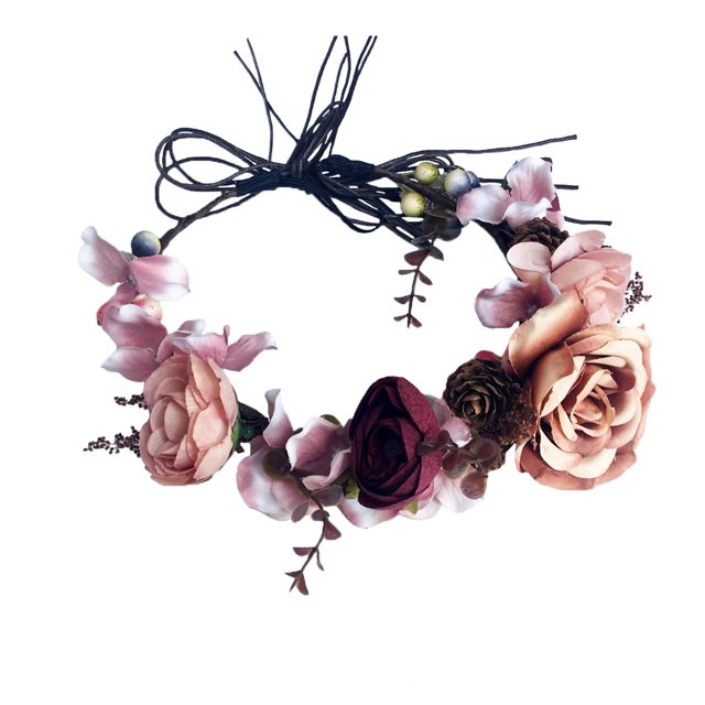 LLinfflr Diadema con Corona Floral Tocado de Flores Corona para el Cabello con Halo Floral Boho con Cinta Fotos de Fiesta de Bodas Fiesta de Graduación Marrón